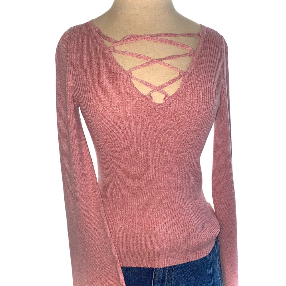 American Eagle Ribbed Bell Sleeve Sweater
